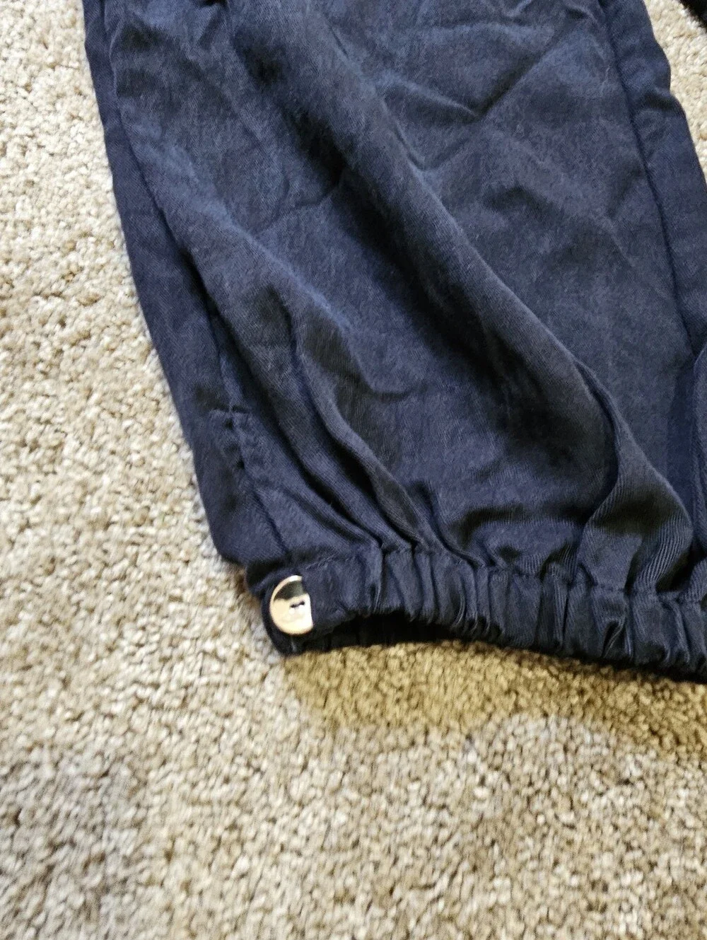 Zara Black Drawstring Linen-Blend Jogger Pants